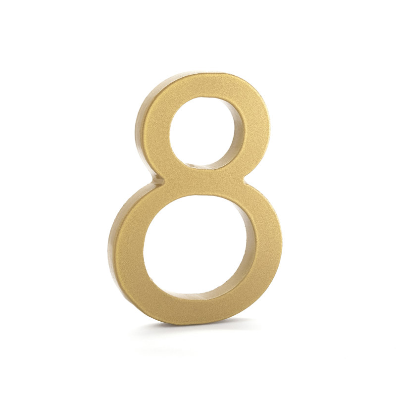 l 4 pi 5 po x Numéro de maison à fixation flottante, 8, Or