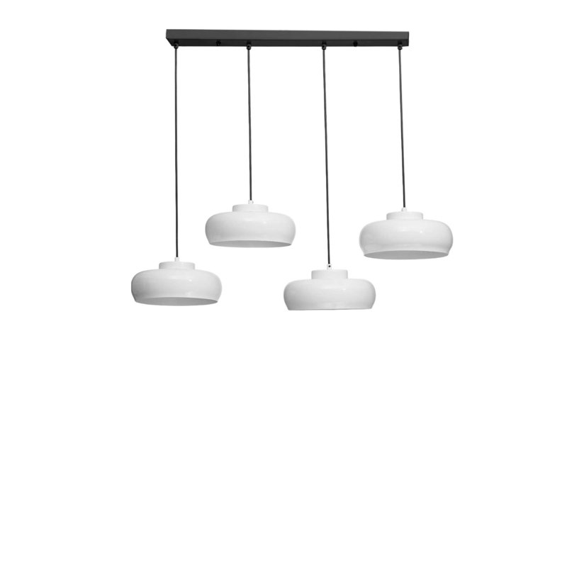 Lustre à hauteur réglable, conception en métal moderne, finition blanche et noire, ¨9,8 x 5,1 pouces | Hauteur totale: 8,3 - 27,6 pouces | 4 ampoules E27 de 40 W maximum (ampoules non incluses) | Éclairage élégant et fonctionnel pour la décoration intérieure