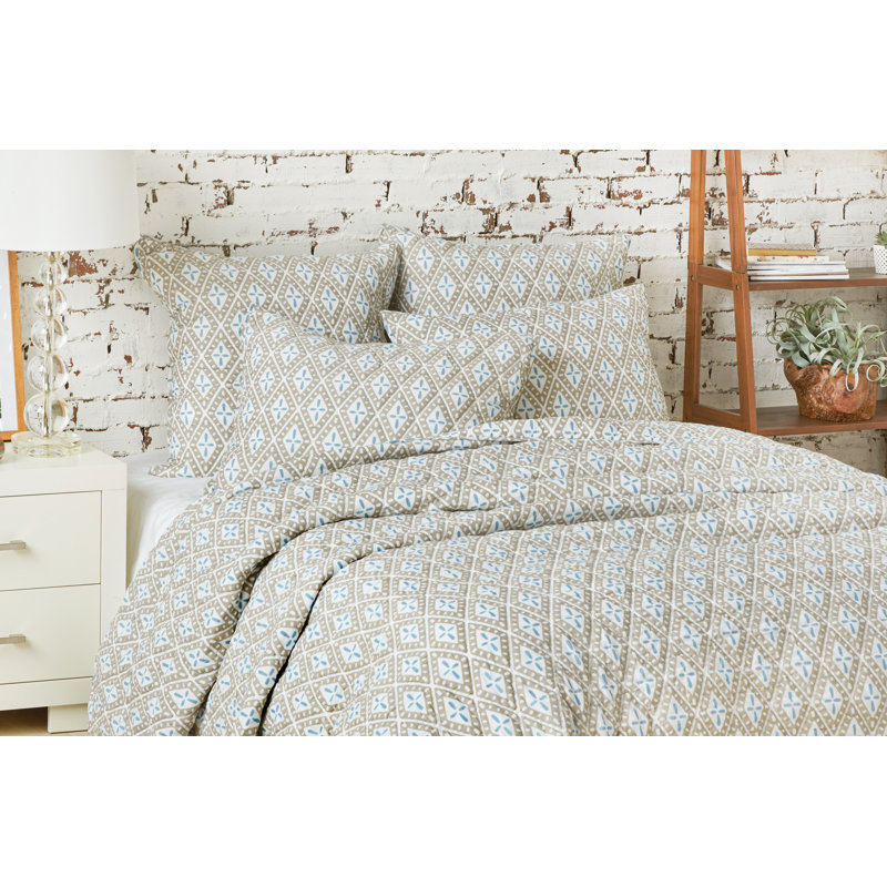 King Size Blue Cotton Reversible Quilt