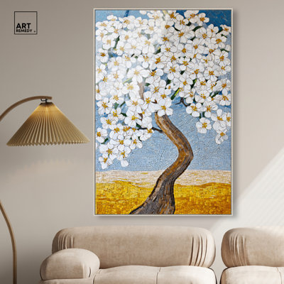 «Marble Bloom I», reproduction murale encadrée à motif acrylique par Art Remedy, cadre argenté, 36 x 54