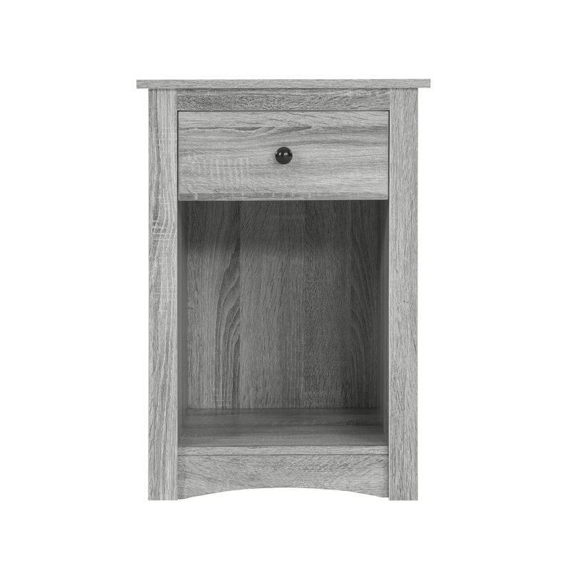 Table de bout en bois avec tiroir et tablette Beachmont, Gris délavé