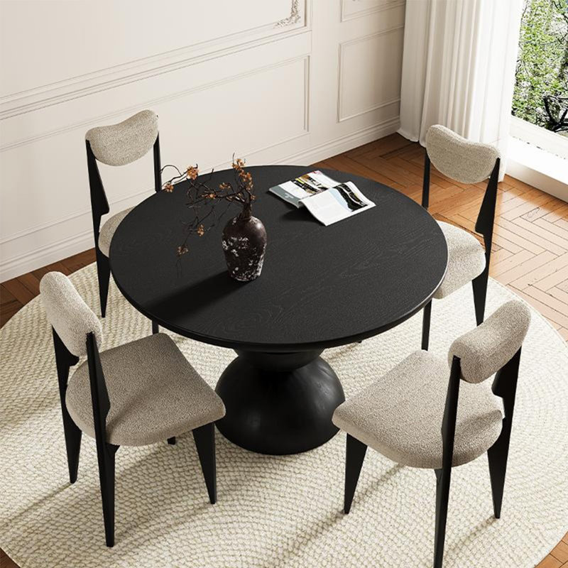 Creative round table set in solid wood, 29.52"H x 47.24"L x 47.24"W