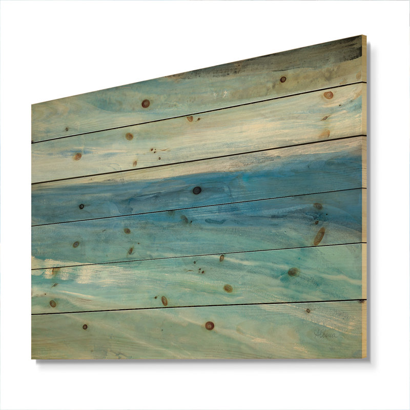 From the Shore - Traditional Print on Natural Pine Wood, 12" H x 20" W x 1" D