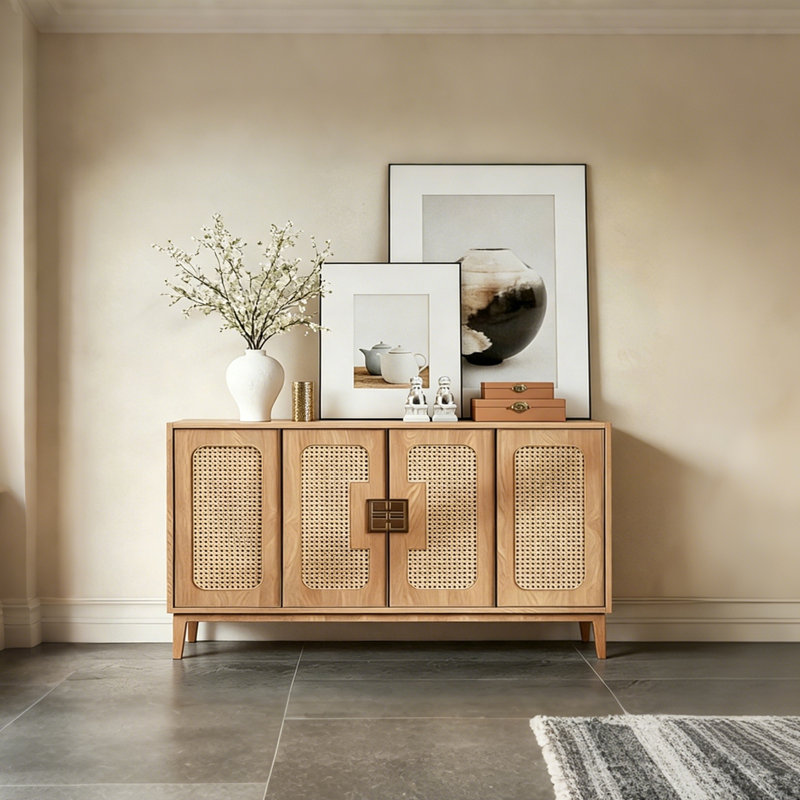 Buffet haut de gamme rétro de style chinois, H 35,4 po x l 63 po x P 15,7 po