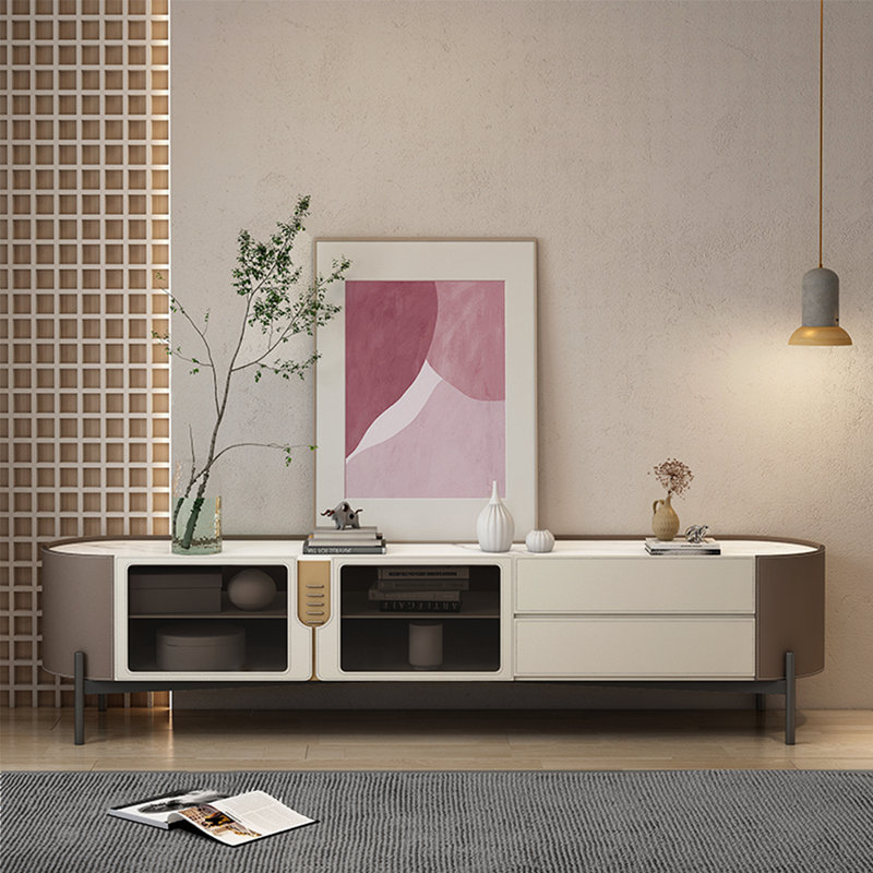 Meuble télé de comptoir en pierre frittée de style italien, 78.74"