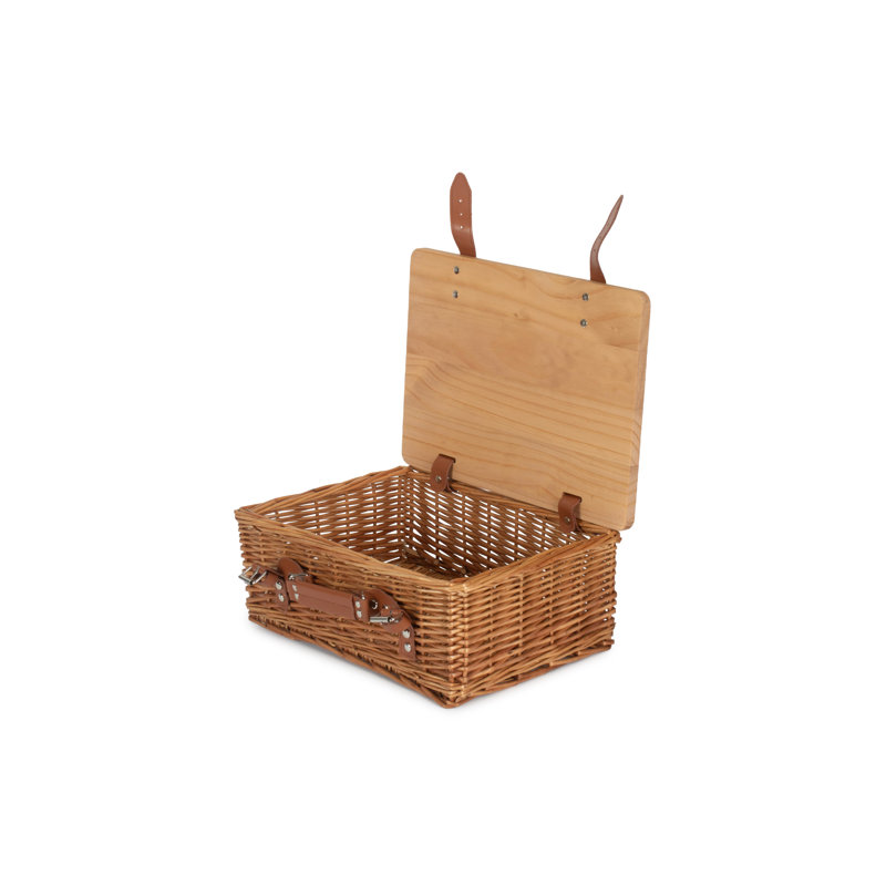 Wicker Gift or Storage Hamper Basket with Lid, 15cm H x 36cm W x 26cm D, Double Steamed
