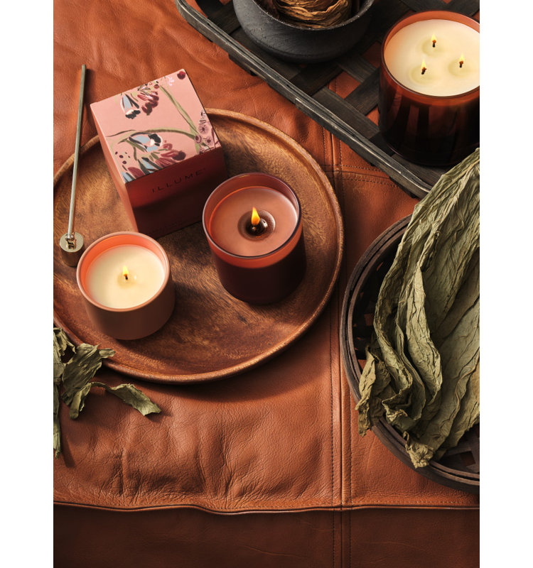 ILLUME Beautifully Done Essentials Terra Tabac Statement Glass Scented Candle, Refillable Boxed Glass