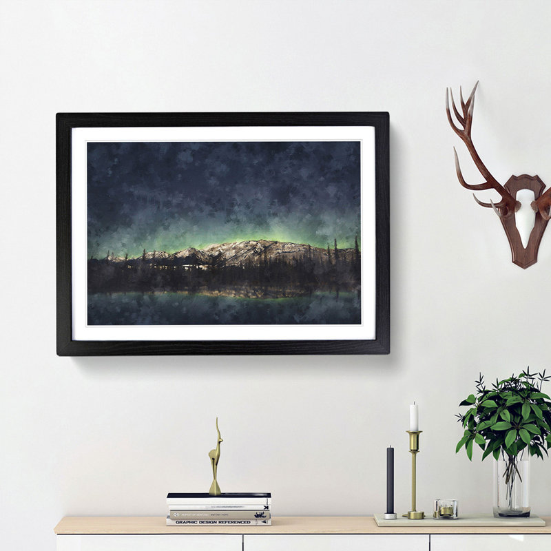 Northern Lights over in Canada - Picture Frame Graphic Art Print, Black Framed, 24cm H x 33cm W x 2cm D