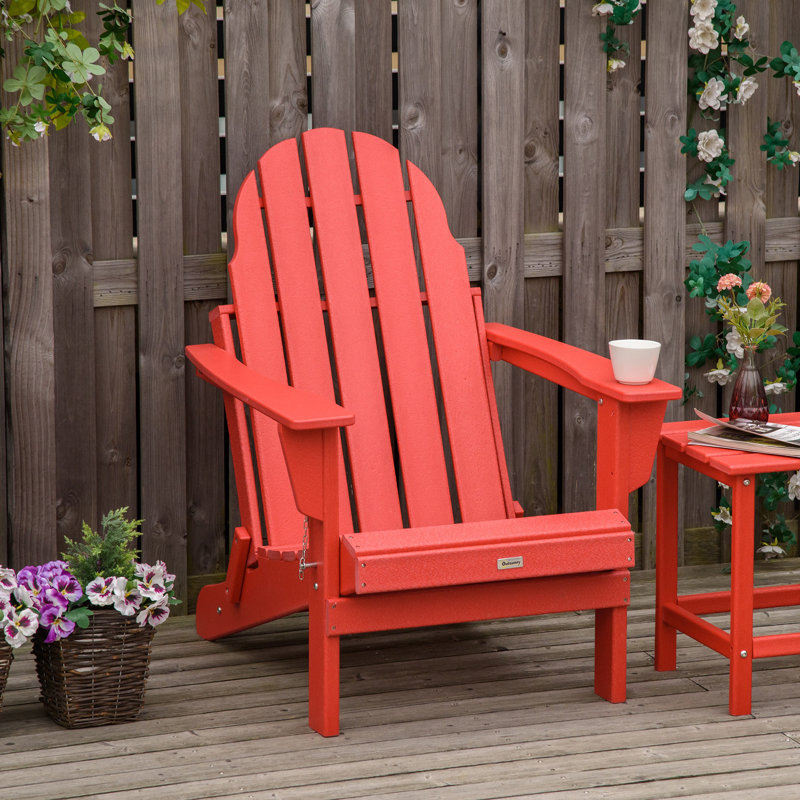 Andrekia Foldable Outdoor Adirondack Chair, Red