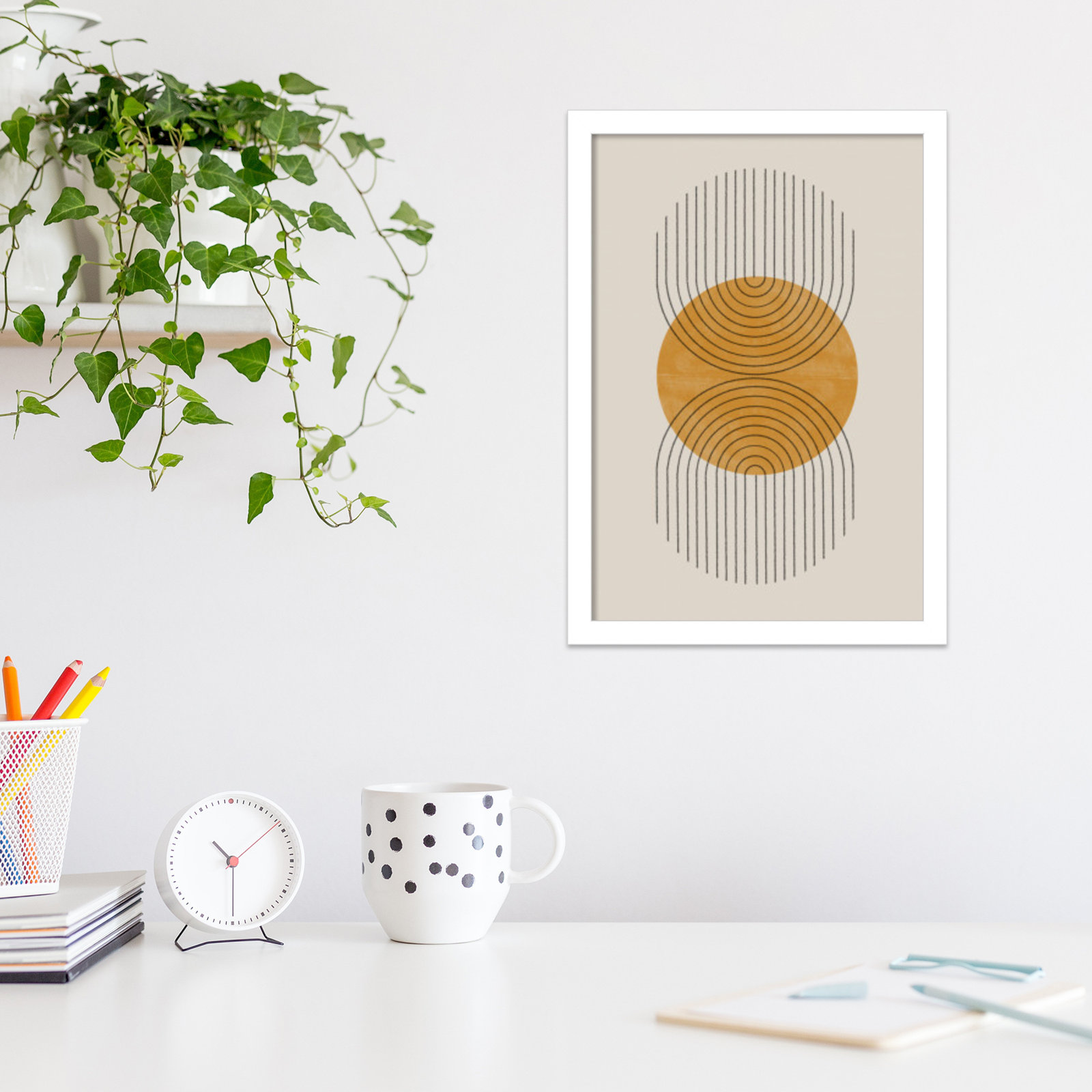 Perfect Point Yellow by The MIUUS STUDIO, White Framed, 17" H x 12" W x 1" D
