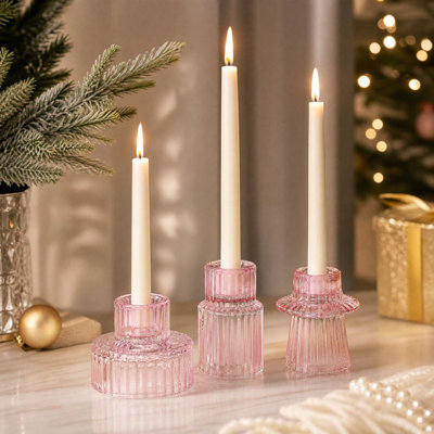 Ensemble de bougeoirs décoratifs en verre avec bougeoir transparent