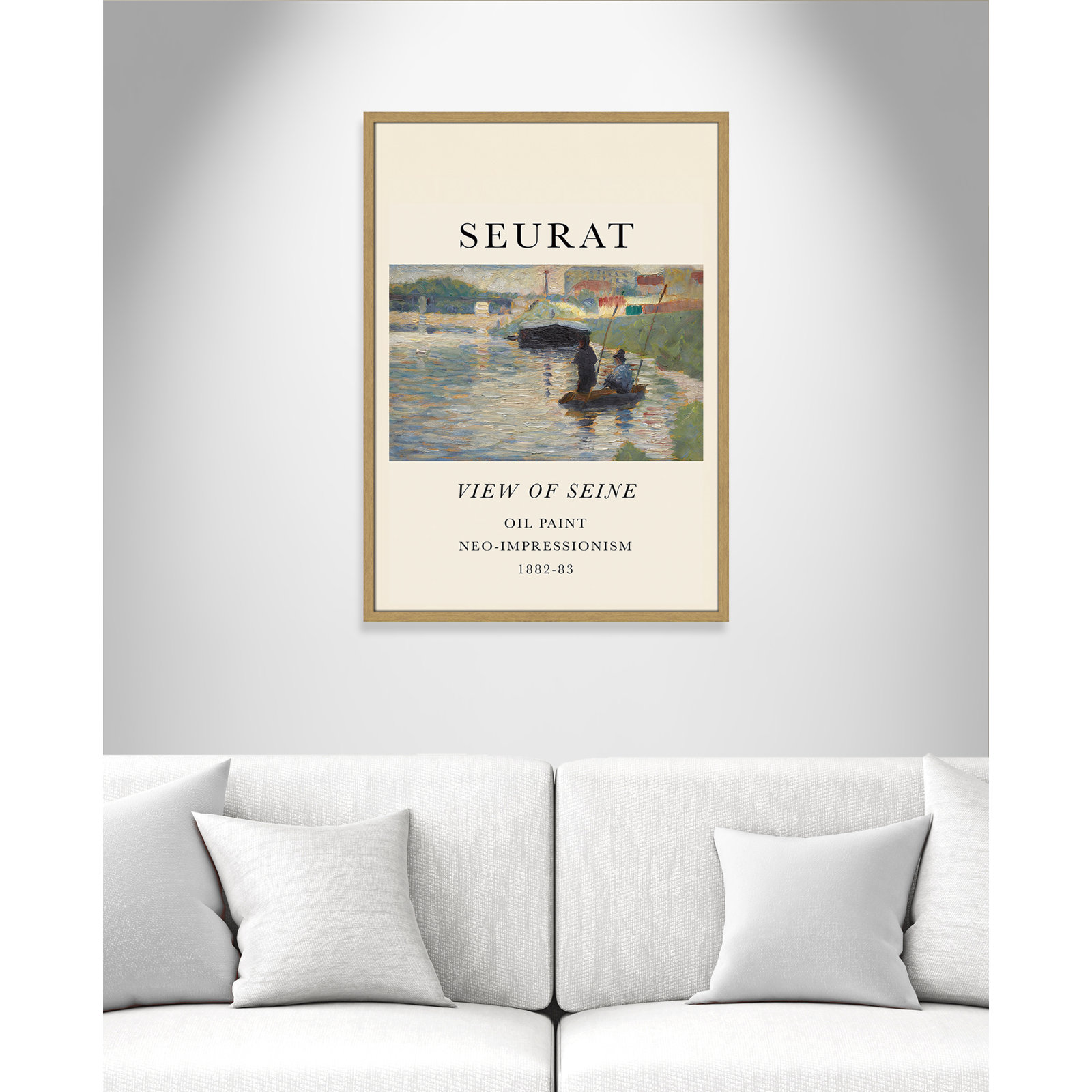 View Of Seine by Georges Seurat, No, Natural Single Picture Frame, 35.5" H x 25.5" W x 0.75" D