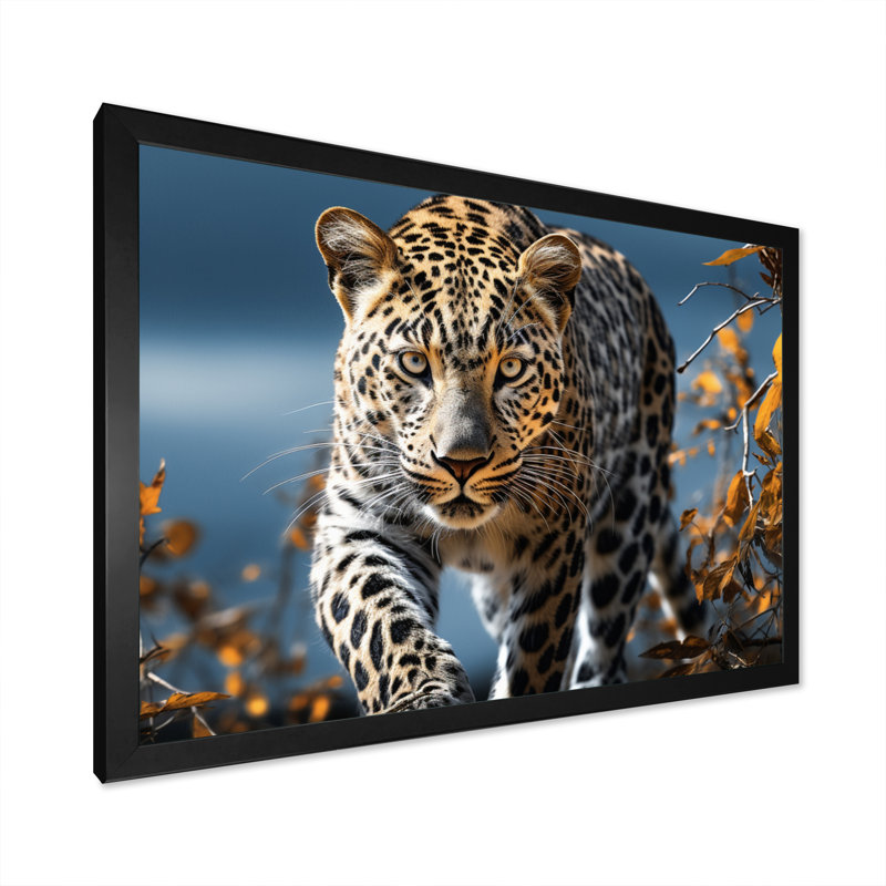 " Leopard Sleek Leopard ", H 24 po x l 32 po x P 1 po, Cadre simple noir