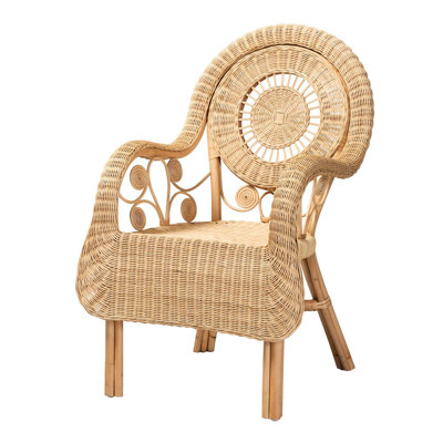 Fauteuil d'appoint bohémien en rotin naturel