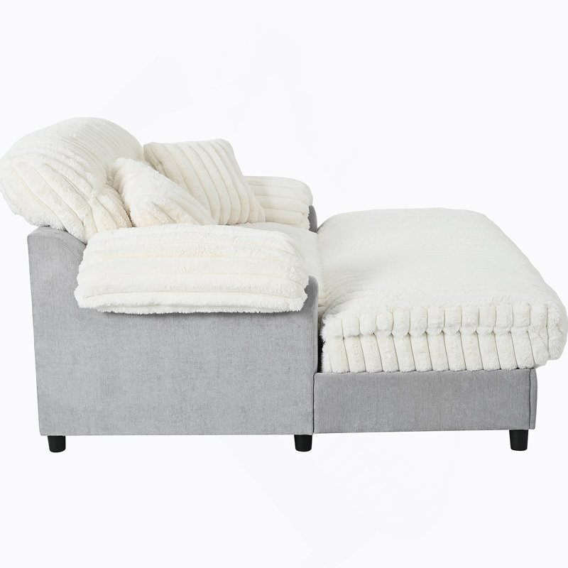 Canapé-lit moderne avec méridienne 65,25 po Cloud, Beige