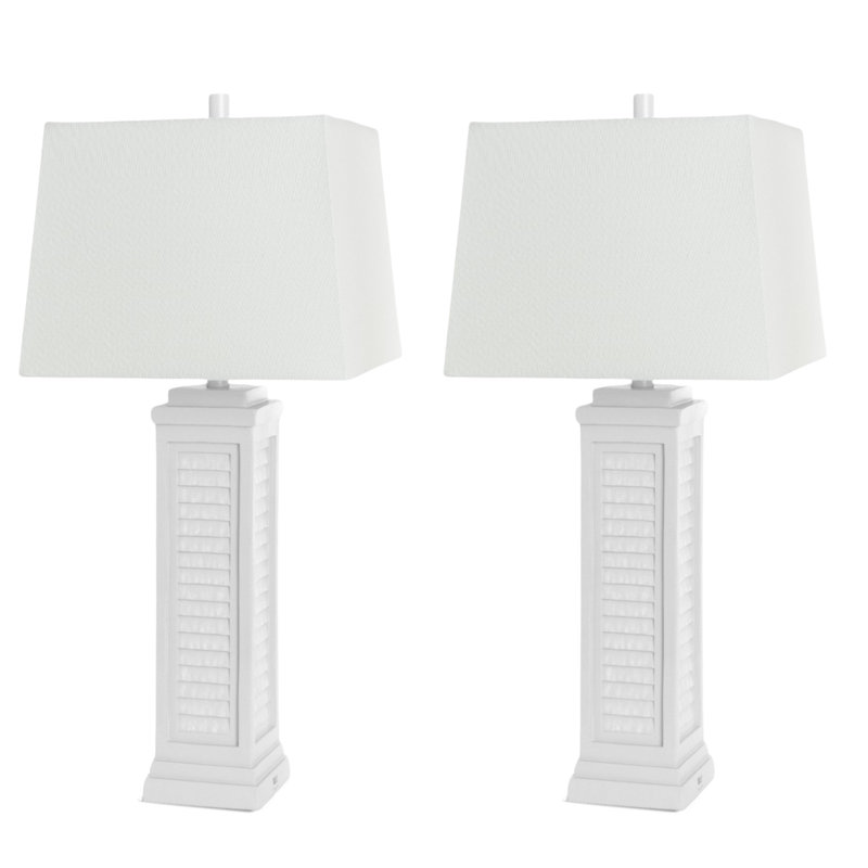 Shutter 32” Resin Bright White Shutter Lamp with USB, (Set of 2), White