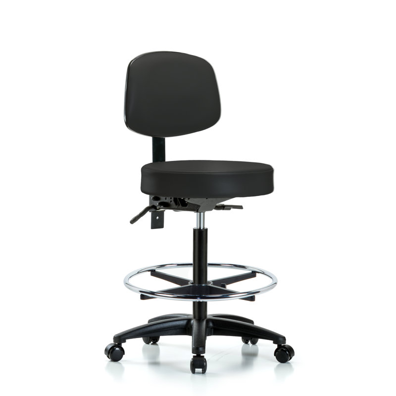 Tabouret de laboratoire Christa, Noir, Roulettes