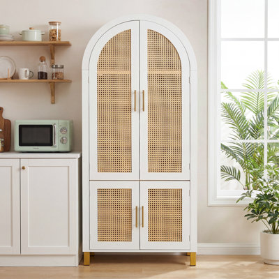 Armoire cintrée de 70,8 pouces de hauteur, armoire de cuisine cintrée à 6 niveaux avec portes et étagères