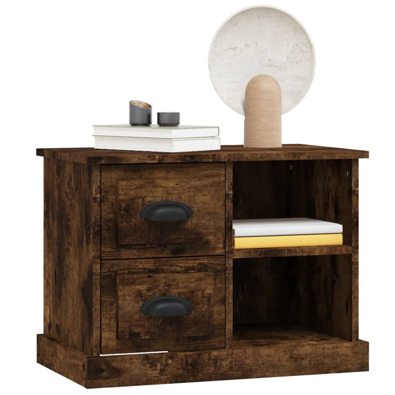 Ragland 60cm W Bedside Table, Smoked Oak
