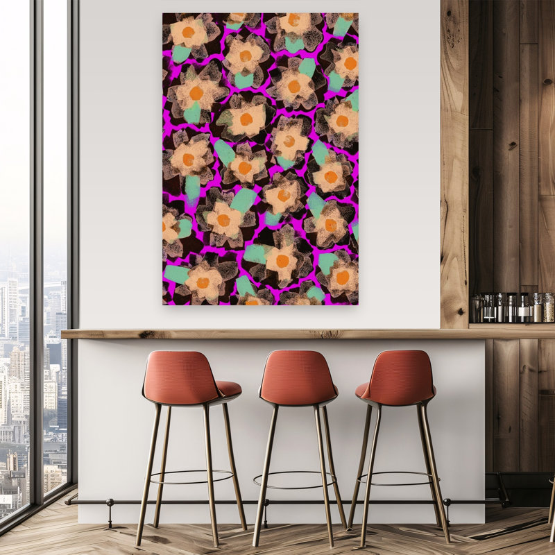 «Vibrant Petal Dance», reproduction d'art moderne de marguerite moderne, H 60 po x l 40 po