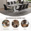 Ensemble de table de salle à manger 71 po, plateau moderne en verre trempé avec chaises en cuir synthétique-116376072-116376075