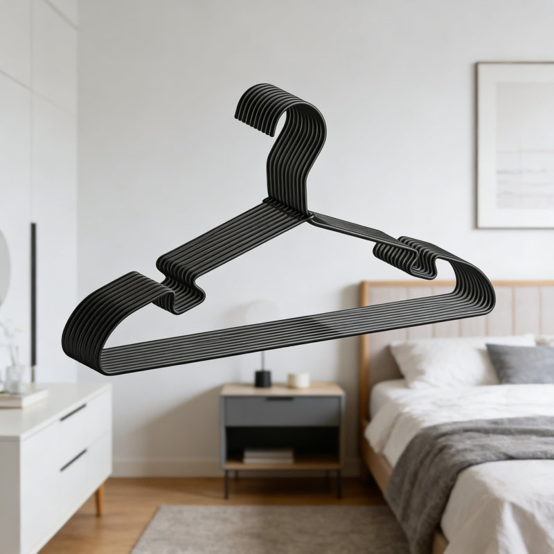 Paquet de 20 cintres en aluminium noir, cintres en métal durables pour chemises, robes, costumes et vestes, cintres légers et robustes antirouille avec rainure antidérapante