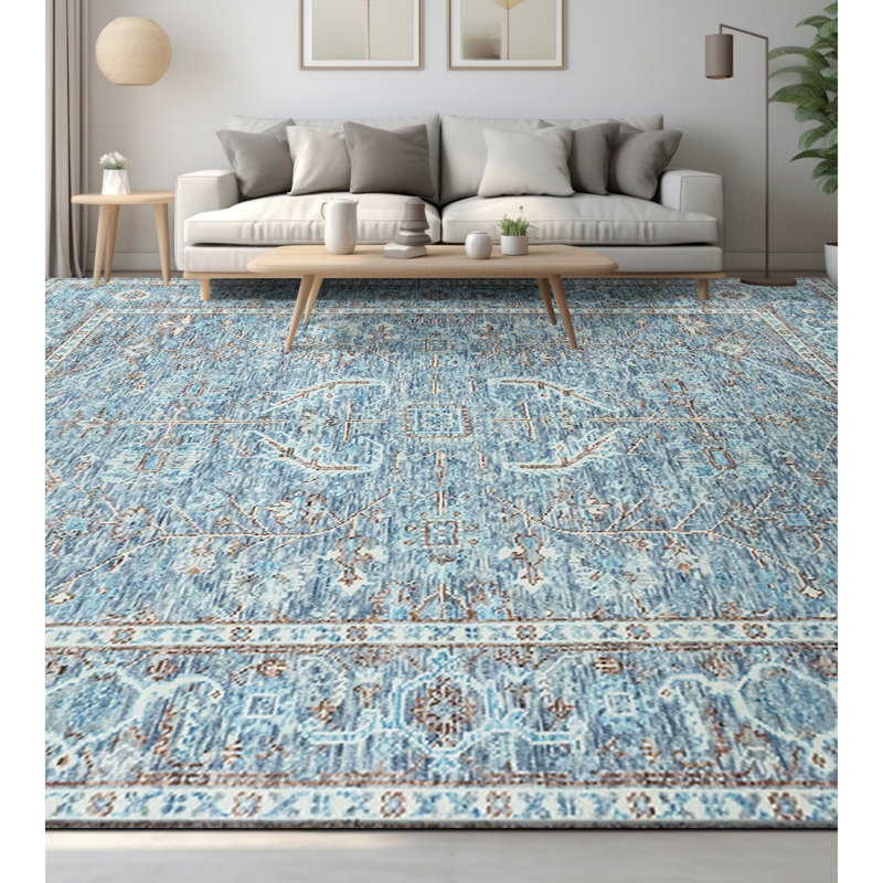 Wool Oriental Area Rug in Blue/Gray, Rectangle 8' x 10'