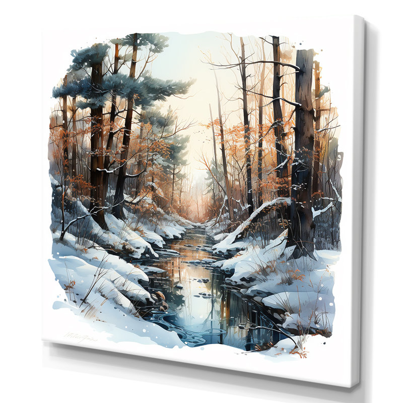 «River in Forest Winter Scenery I», reproduction sur toile, Toile tendue, H 36 po x l 36 po x P 1,5 po