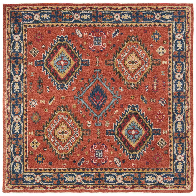 Tapis oriental en laine touffeté à la main Donnald, Carré 6 pi