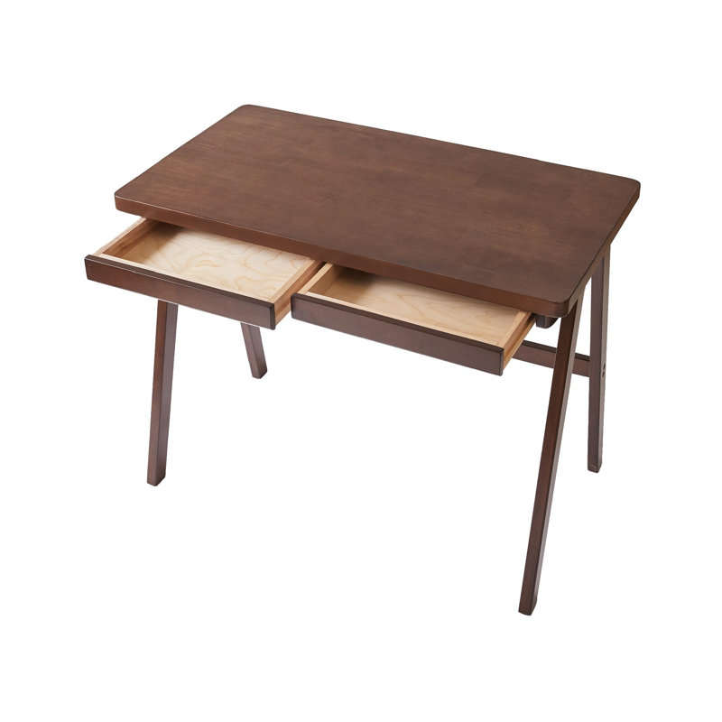 Bureau en bois d'hévéa massif avec tiroir, bureau de bureau à cadre en A de 99 cm (39 po) pour la maison