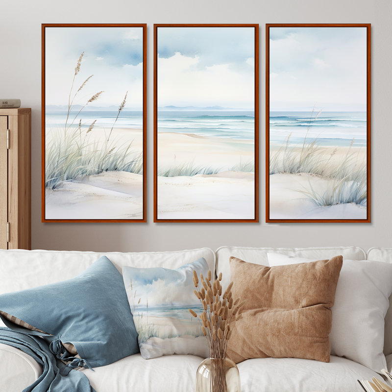 Ensemble de salon Soft Color Beach Horizon III - Coastal Minimalisme, H 32 po x l 48 po x P 1 po, Cadre flottant brun