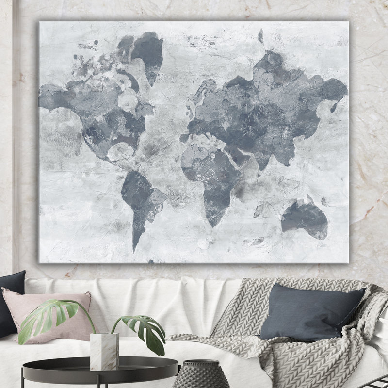 «Golden Gray World Neutral», reproduction d'art sur toile tendue, H 24 po x l 32 po x P 1 po