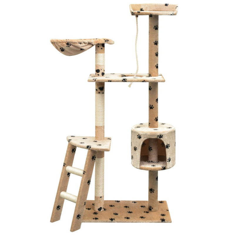 Amerina Cat Tree, Beige With Paw Prints, 67 cm x 67 cm x 125 cm