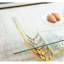 Table basse rectangulaire de 47 po avec rangement, acier inoxydable et verre trempé, maison, or, salon moderne, bureau à domicile, assemblage facile
