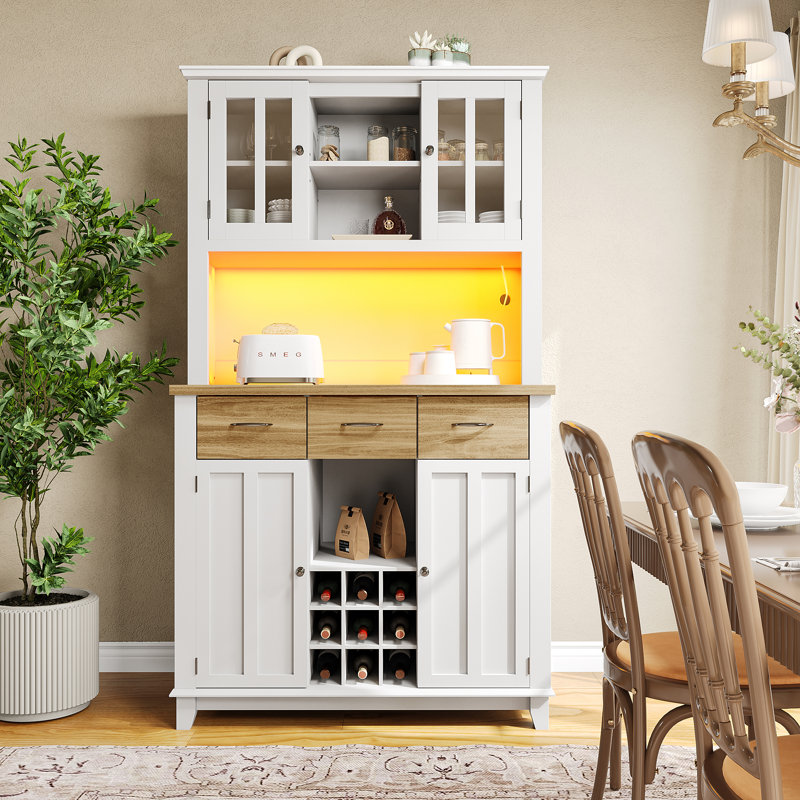 180cm Kitchen Pantry, White/Natural