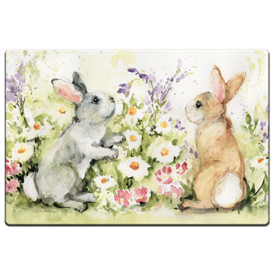 Tapis de cuisine en vinyle 30 po x 20 po August Grove Bunny Garden