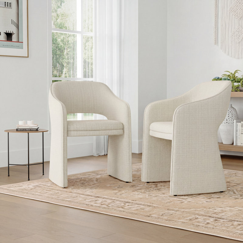 Chaise d'appoint rembourrée en lin avec accoudoirs, Beige