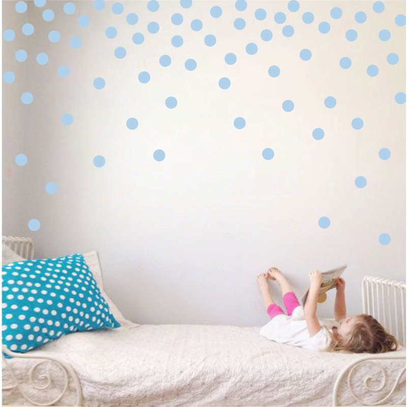 Adhésif décoratif à pois, Bleu poudré, H 24 po x l 39 po x P 0,01 po