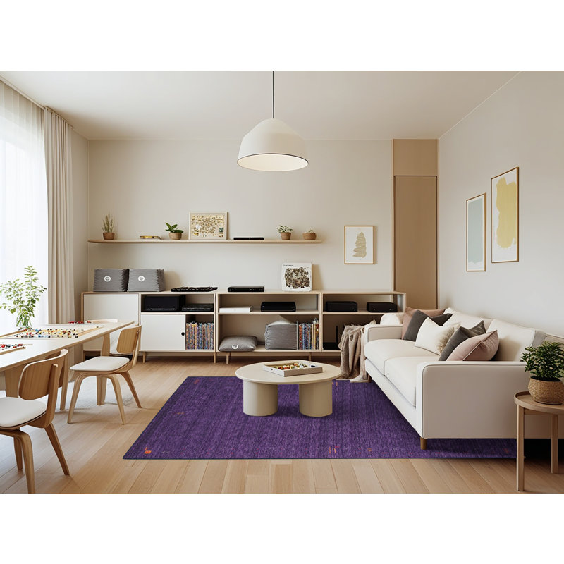 Tapis de zone mauve contemporaine, Rectangle 7 pi x 9 pi