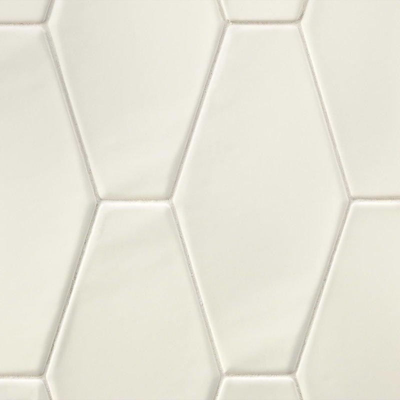 Manchester 4x8 Hexagon Glossy Ceramic Tile, Vanilla Off White