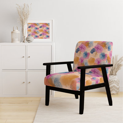 Chaise d'appoint abstraite - motif de corail bleu avec accoudoirs