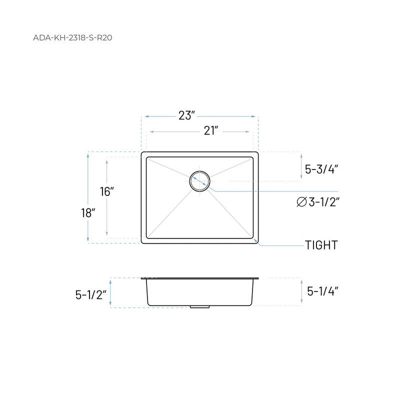 23'' L Undermount Single Bowl Stainless Steel Kitchen Sink