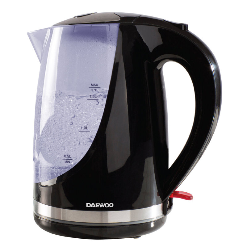 Daewoo 1.7L Plastic Electric Tea Kettle, Black