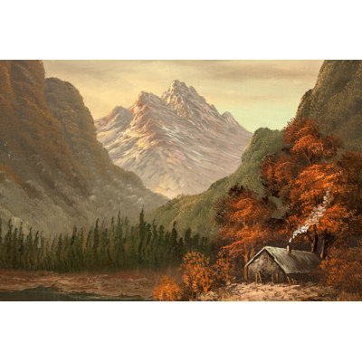 Cabin Lake Painting by Dan Totilca - Wrapped Canvas Print