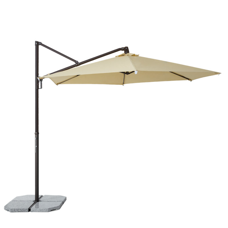 Jassim 10ft Deluxe Cantilever Umbrella, Offset Umbrella with 360 Degree Rotation, Crank Control and 5-level, Cream