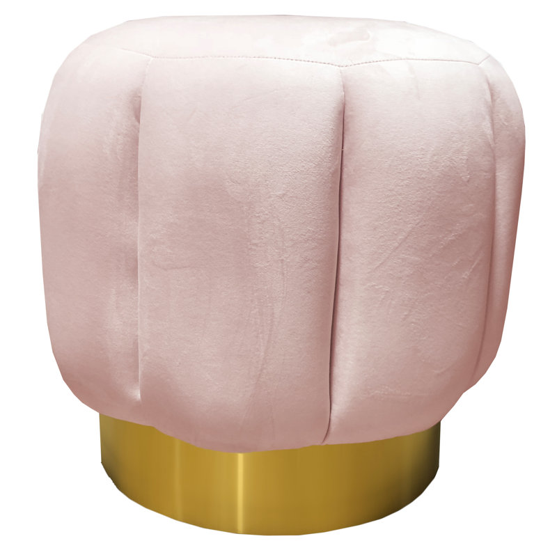 Maxine Round Ottoman, Light Pink Velvet