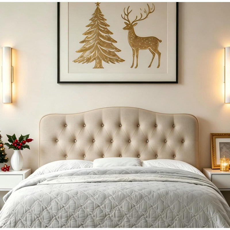 Tête de lit tapissier Cozy, Beige, Queen