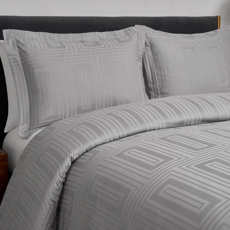 Ensemble de housse de couette jacquard en coton 3 pièces Cityblocks, Housse de couette très grand et 2 très grandes t