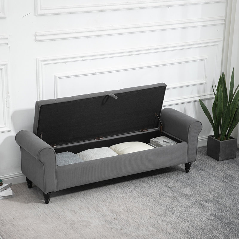 Banc de rangement Jhoana, Gris, H 21 po x l 63 po x P 20 po