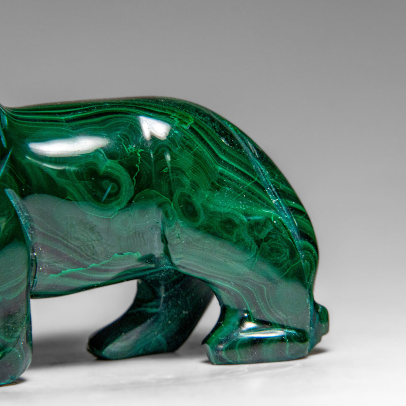 Genuine Polished Malachite Lion Carving (272 Grams)